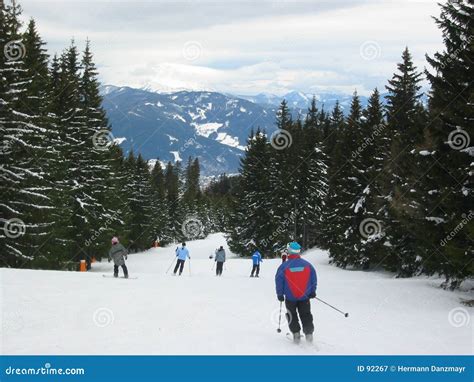 Skiing in Austria stock image. Image of sports, winter, snowy - 92267