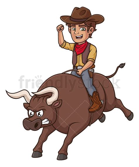 Cowboy Doing Rodeo Cartoon Clipart Vector - FriendlyStock