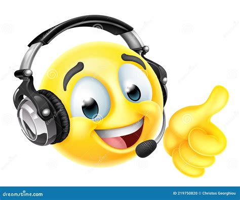 Cartoon Emoji Emoticon Face with Headset Stock Vector - Illustration of ...