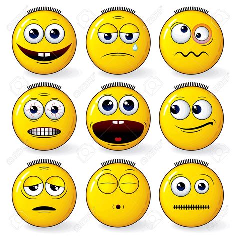 Set Of Cool Yellow Smiley Expression Royalty Free Cliparts, Vectors ...