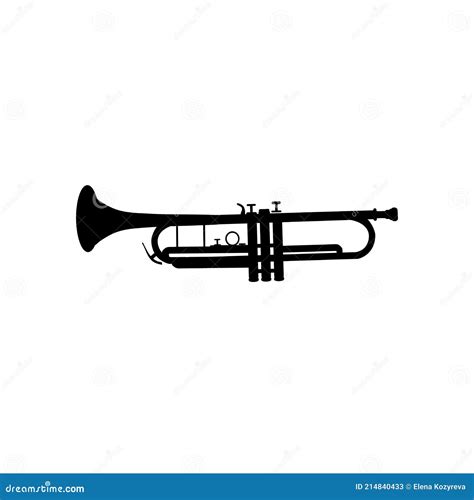 Silhouette Image Musical Instrument Trumpet Stock Vector - Illustration ...