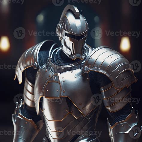 Medieval knight in silver armor. Digital illustration AI 22135247 Stock ...