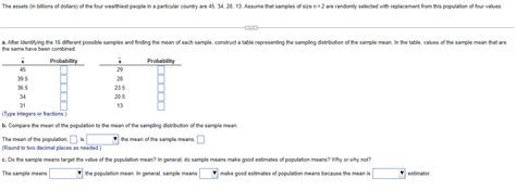 Solved b. Compare the mean of the population to the mean of | Chegg.com