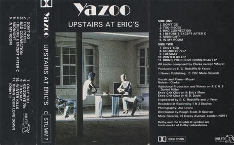 Yazoo Upstairs At Eric's Cassette Album : Craigs Cassettes : Free ...