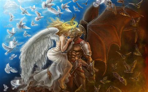 Love Between Angel And Demon Fantasy 1920x1200 16689, angels and demons ...