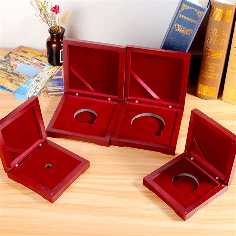 10-75mm Wooden Single Coin Display Storage Case Coin Collecting Box For ...