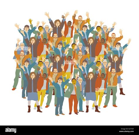 Big crowd happy people isolate on white Stock Vector Image & Art - Alamy