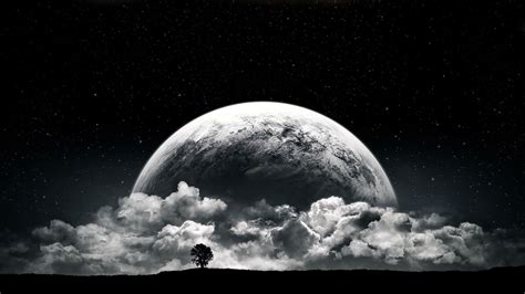 Black and White Moon Wallpaper: HD Art 1920x1080