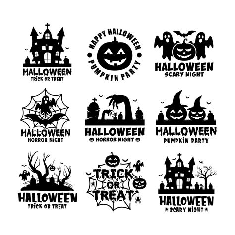 Happy Halloween Black white vector design logo collection 10655696 ...