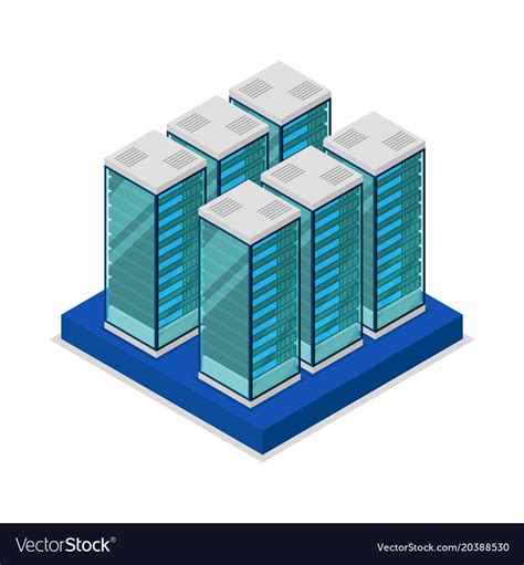 Data centre with server racks isometric 3d icon Vector Image