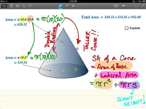 surface area of a cone worksheet