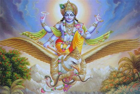 Download Lord Vishnu Avatar Incarnation Rides On Garuda Wallpaper ...