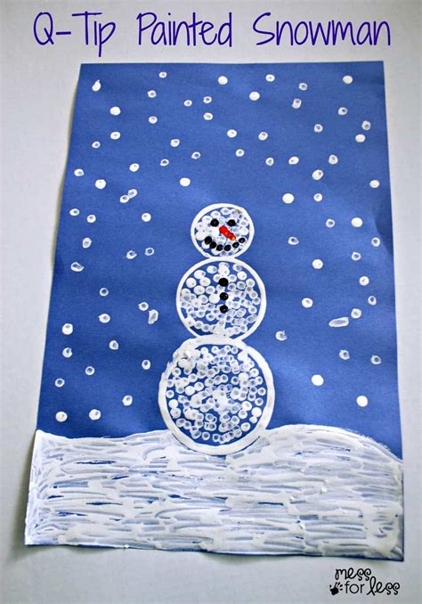 Q-Tip Painted Snowman Craft - Mess for Less