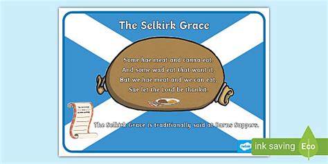 The Selkirk Grace A4 Display Poster