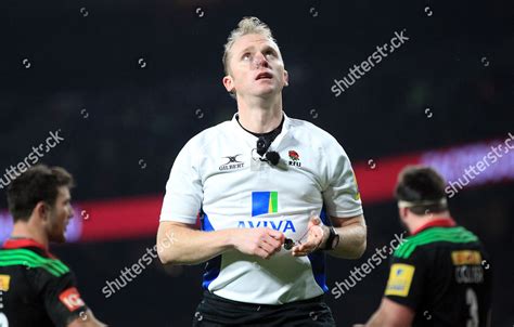 Referee Wayne Barnes Checks Big Screen Editorial Stock Photo - Stock ...