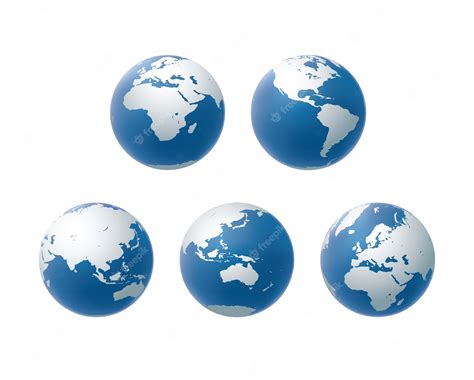 Premium Vector | Set of vector globe icons in view of all continent