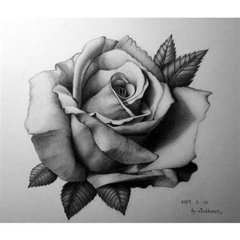 Realistic Rose Tattoo Drawing