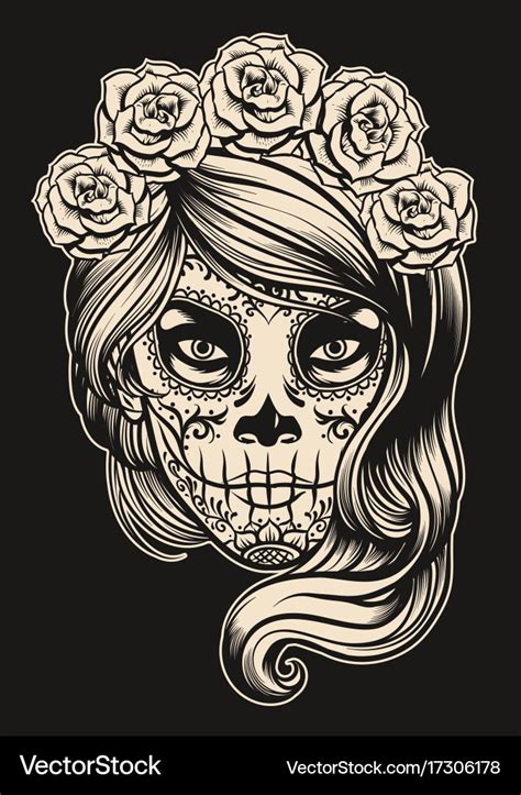 Sugar skull girl Royalty Free Vector Image - VectorStock