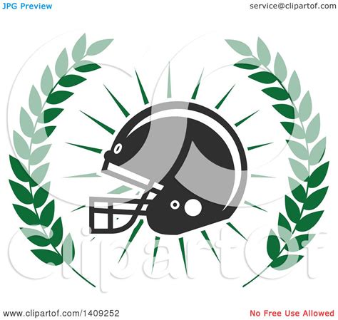 Clipart of a Green and Dark Gray American Football Helmet Design ...