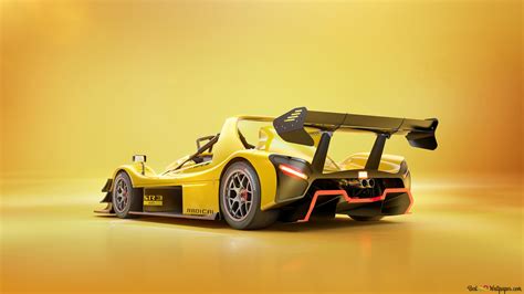 Yellow redical sports car & yellow background 4K wallpaper download