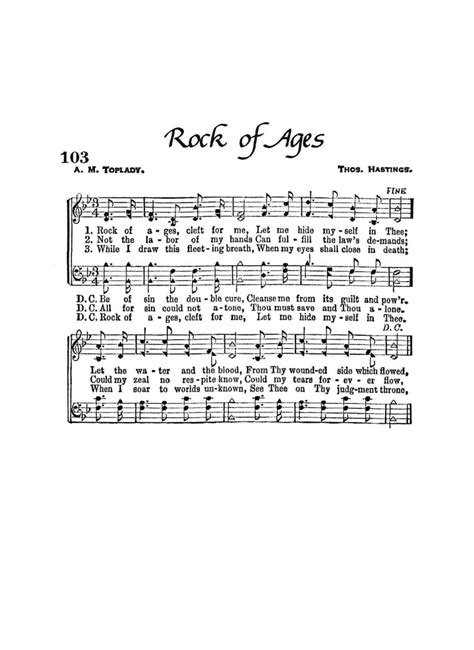 Rock of Ages Christian Hymn Sheet Music Digital Download Funeral ...