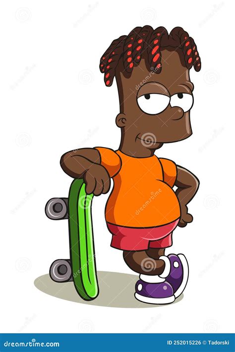 Cartoon Style Bart Simpson Character With The African Dreadlocks ...