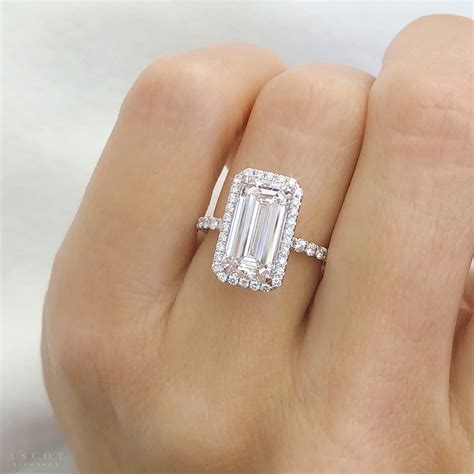 Custom Emerald Cut Diamond Halo Ring – Ascot Diamonds