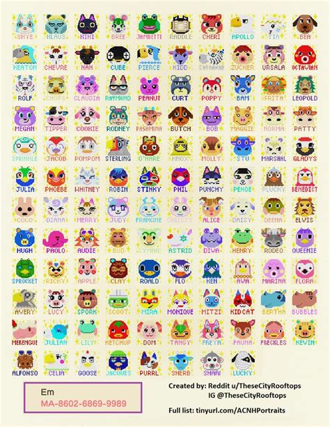 All 391 ACNH Villager Portraits with Names | Animal crossing characters ...