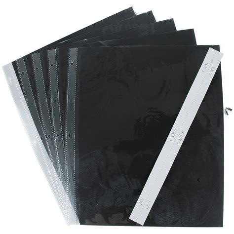 Postbound Top Loading Page Protectors 5/Pkg 12"X15" (With Black Inserts)