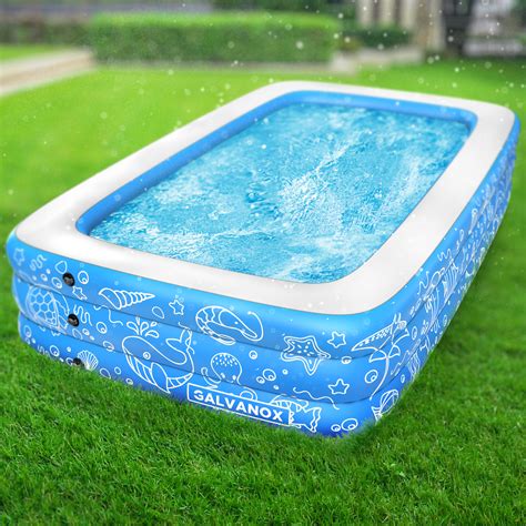 Inflatable Pool, Above Ground Swimming Pool (120" X 72" X 22") Light ...