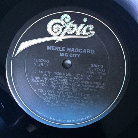 Merle Haggard Big City Promo LP Record NM