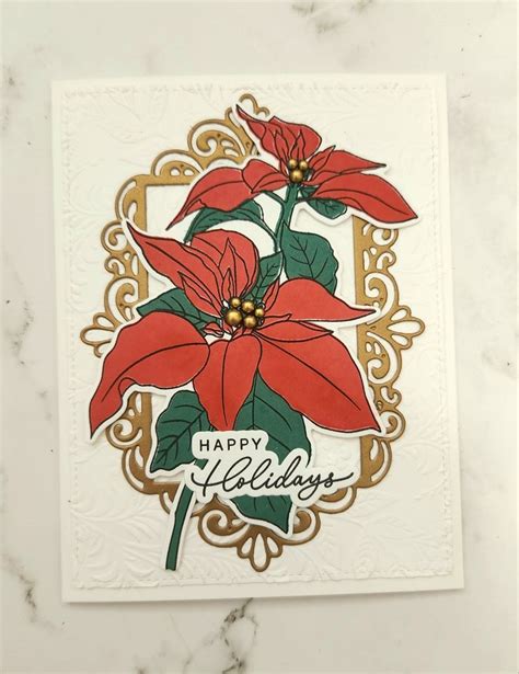 a christmas card with poinsettis and the words happy holidays written on it