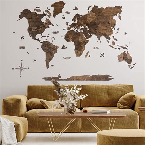 ENJOY THE WOOD 3D Wood World Map Wall Art Large Wood India | Ubuy