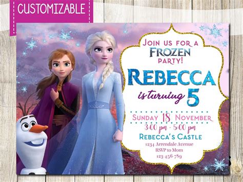 Frozen 2 Birthday Invitations Editable Printable