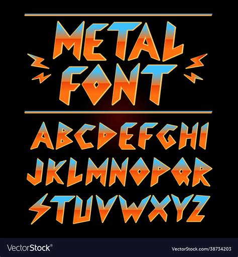 Vintage 80s heavy metal font collection set Vector Image