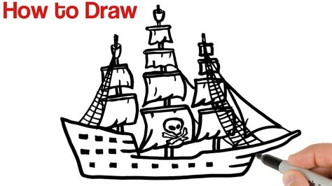 Pirate Ship Drawing For Kids - deamory-otrasadicciones