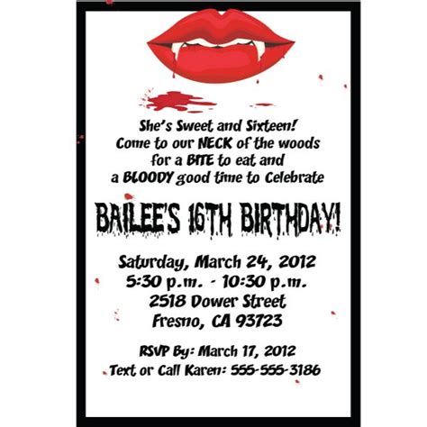 Image detail for -Personalized Invitations for Vampire White, FREE ...