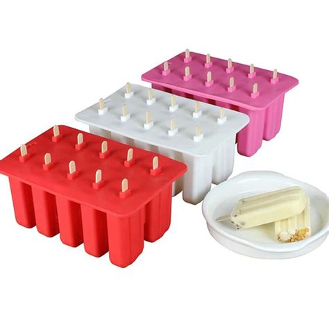 10 Cell Frozen Ice Cream Pop Mold Food Grade Silicone Popsicle Mold Ice ...