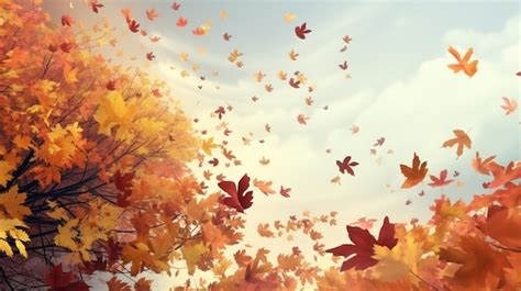 Autumn leaves blowing in the wind | Premium AI-generated image