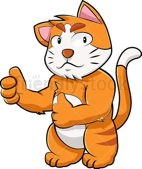 Cat Mascot Thumbs Up Cartoon Vector Clipart - FriendlyStock