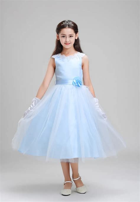 2016 New Blue Flower Girl Dresses Long Party Pageant Communion Dress ...