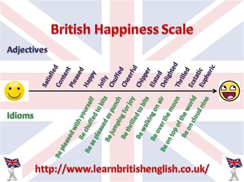 British Happiness Scale - Adjectives / Idioms | English words, English ...