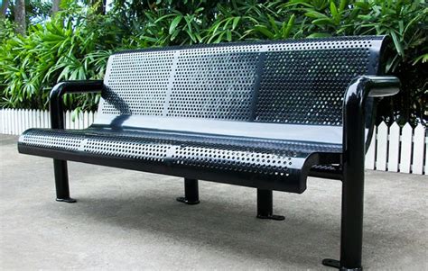 Commercial Metal Park Bench / SPB-308B | Sunperk Site Furnishings