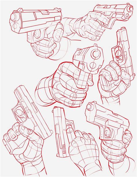 hand holding gun drawing reference - curiousgeorgepaintinggame