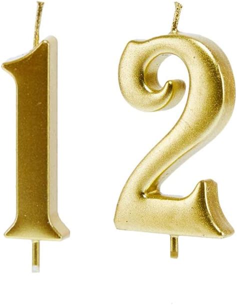 Buy Mart 12th Birthday Candles,Gold Number 12 Cake Topper for Birthday ...