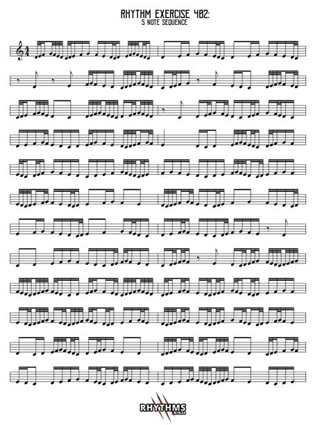 Melodic 5 note sequence 32nd note reading exercise 402 - Rhythms Ninja