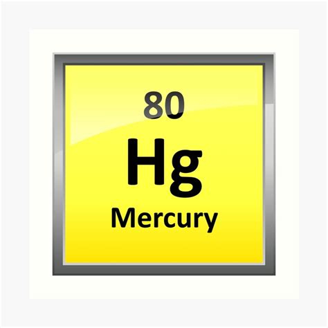 Mercury Periodic Table Element Symbol Art Print By Sciencenotes ...