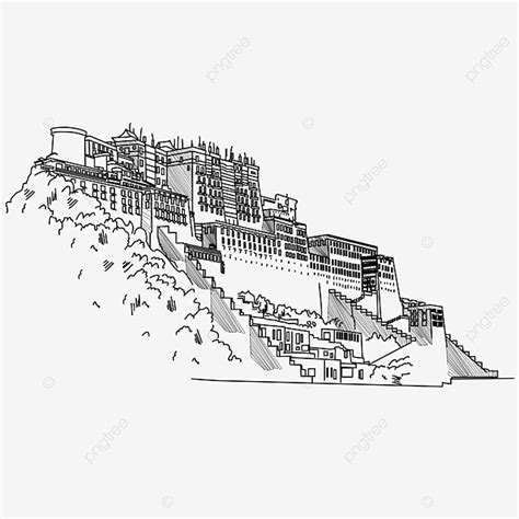 Potala Palace Vector PNG Images, Sketch Of Potala Palace, On Line ...