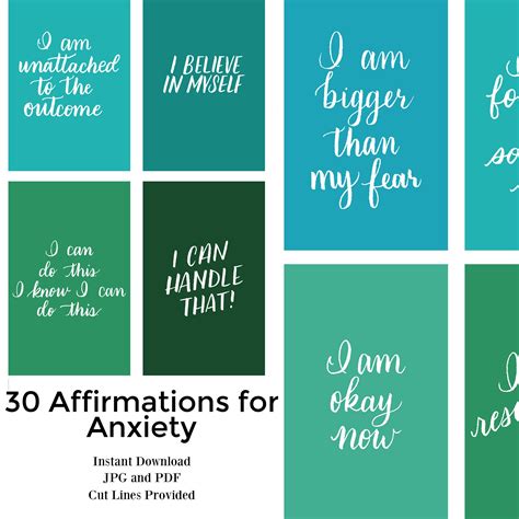 Printable Affirmations Cards for Anxiety for Kids and Adults, Mood and ...