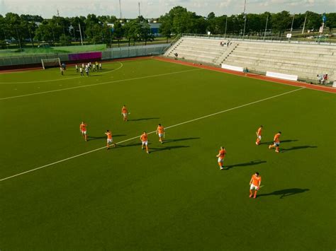 Free Photo | Aerial view of grass field for hockey